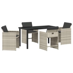 Ensemble de salle à manger pour jardin 5 pcs Gris clair 564481564481