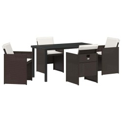 Ensemble de salle à manger pour jardin 5 pcs Marron polyrotin 564482564482