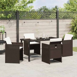Ensemble de salle à manger pour jardin 5 pcs Marron polyrotin 564482564482