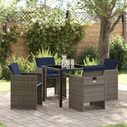 Ensemble de salle à manger pour jardin 5 pcs Gris polyrotin 564485564485