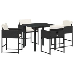 Ensemble de salle à manger pour jardin 5 pcs Noir polyrotin 564486564486