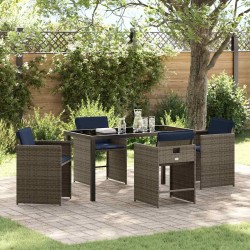 Ensemble de salle à manger pour jardin 5 pcs Gris polyrotin 564487564487