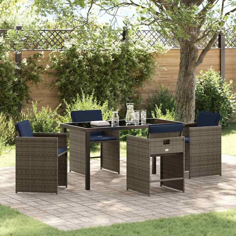 Ensemble de salle à manger pour jardin 5 pcs Gris polyrotin 564487564487