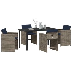 Ensemble de salle à manger pour jardin 5 pcs Gris polyrotin 564487564487