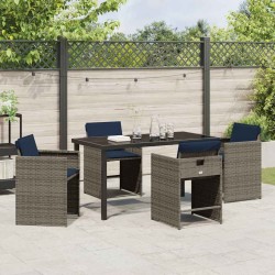 Ensemble de salle à manger pour jardin 5 pcs Gris polyrotin 564487564487