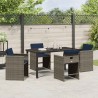 Ensemble de salle à manger pour jardin 5 pcs Gris polyrotin 564487564487