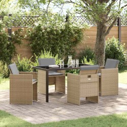 Ensemble de salle à manger pour jardin 5 pcs Beige polyrotin 564488564488