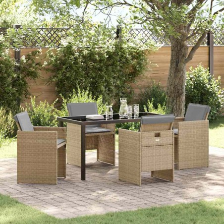 Ensemble de salle à manger pour jardin 5 pcs Beige polyrotin 564488564488