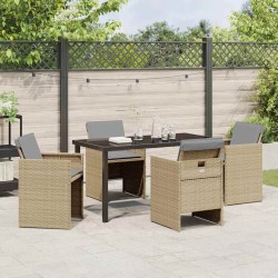 Ensemble de salle à manger pour jardin 5 pcs Beige polyrotin 564488564488