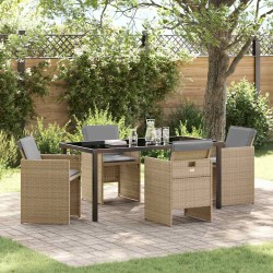 Ensemble de salle à manger pour jardin 5 pcs Beige polyrotin 564489564489
