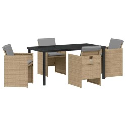 Ensemble de salle à manger pour jardin 5 pcs Beige polyrotin 564489564489