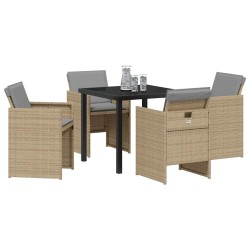 Ensemble de salle à manger pour jardin 5 pcs Beige polyrotin 564490564490