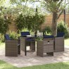 Ensemble de salle à manger pour jardin 5 pcs Gris polyrotin 564492564492