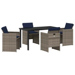 Ensemble de salle à manger pour jardin 5 pcs Gris polyrotin 564492564492