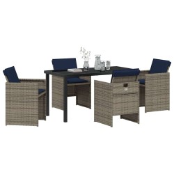 Ensemble de salle à manger pour jardin 5 pcs Gris polyrotin 564492564492
