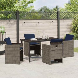 Ensemble de salle à manger pour jardin 5 pcs Gris polyrotin 564492564492
