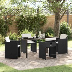 Ensemble de salle à manger pour jardin 5 pcs Noir polyrotin 564494564494