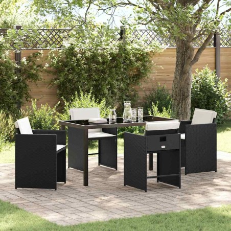 Ensemble de salle à manger pour jardin 5 pcs Noir polyrotin 564494564494