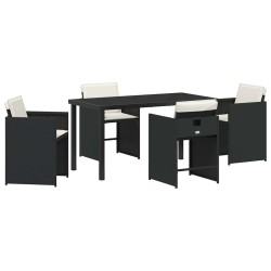 Ensemble de salle à manger pour jardin 5 pcs Noir polyrotin 564494564494