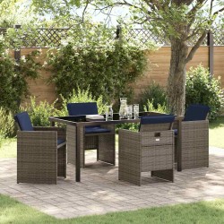 Ensemble de salle à manger pour jardin 5 pcs Gris polyrotin 564495564495