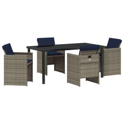 Ensemble de salle à manger pour jardin 5 pcs Gris polyrotin 564495564495