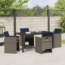 Ensemble de salle à manger pour jardin 5 pcs Gris polyrotin 564495564495