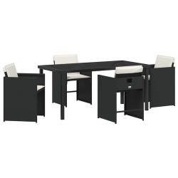 Ensemble de salle à manger pour jardin 5 pcs Noir polyrotin 564496564496