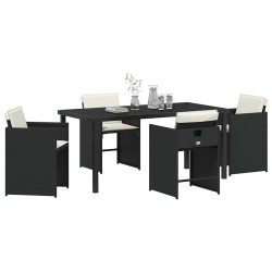 Ensemble de salle à manger pour jardin 5 pcs Noir polyrotin 564496564496