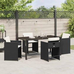 Ensemble de salle à manger pour jardin 5 pcs Noir polyrotin 564496564496