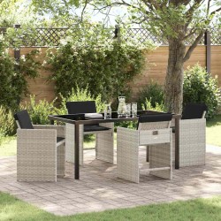 Ensemble de salle à manger pour jardin 5 pcs Gris clair 564497564497