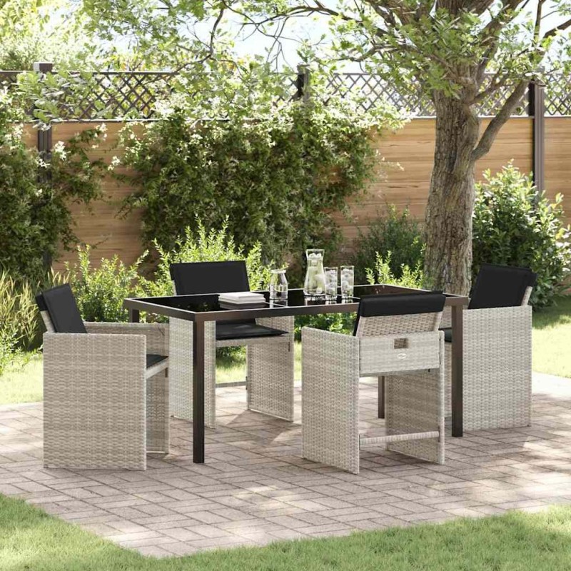 Ensemble de salle à manger pour jardin 5 pcs Gris clair 564497564497