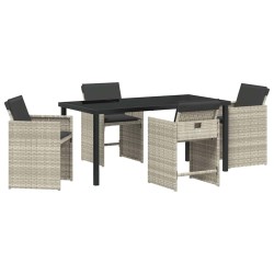 Ensemble de salle à manger pour jardin 5 pcs Gris clair 564497564497