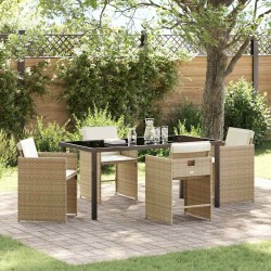 Ensemble de salle à manger pour jardin 5 pcs Beige polyrotin 564498564498