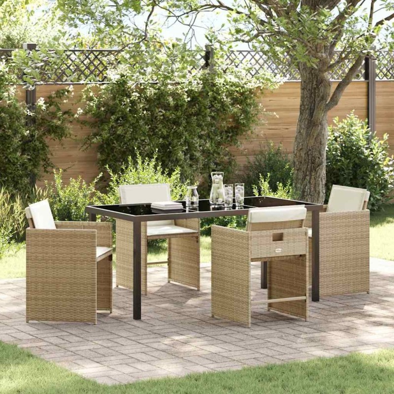 Ensemble de salle à manger pour jardin 5 pcs Beige polyrotin 564498564498