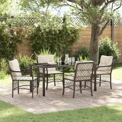 Ensemble de salle à manger pour jardin 5 pcs Marron polyrotin 564499564499