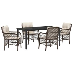 Ensemble de salle à manger pour jardin 5 pcs Marron polyrotin 564499564499