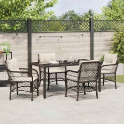 Ensemble de salle à manger pour jardin 5 pcs Marron polyrotin 564499564499