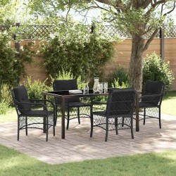 Ensemble de salle à manger pour jardin 5 pcs Noir polyrotin 564500564500