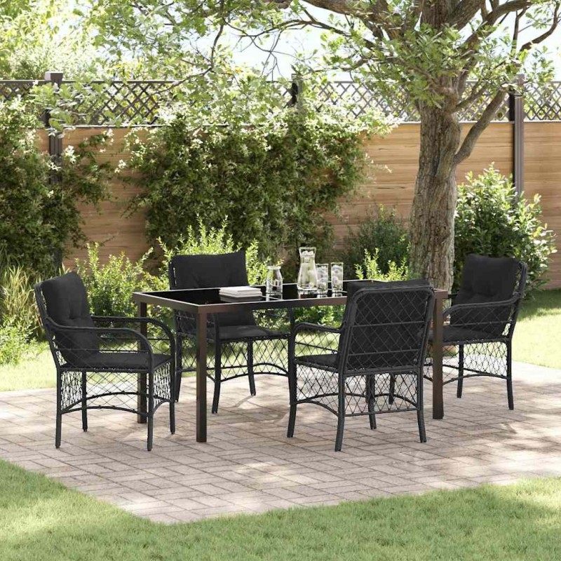 Ensemble de salle à manger pour jardin 5 pcs Noir polyrotin 564500564500