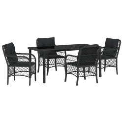 Ensemble de salle à manger pour jardin 5 pcs Noir polyrotin 564500564500