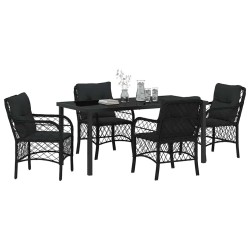 Ensemble de salle à manger pour jardin 5 pcs Noir polyrotin 564500564500