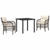 Ensemble de salle à manger pour jardin 3 pcs Marron polyrotin 564501564501