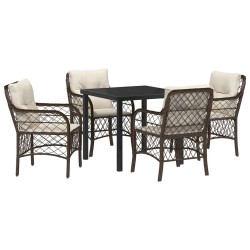 Ensemble de salle à manger pour jardin 5 pcs Marron polyrotin 564502564502