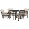 Ensemble de salle à manger pour jardin 5 pcs Marron polyrotin 564502564502