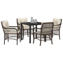 Ensemble de salle à manger pour jardin 5 pcs Marron polyrotin 564502564502