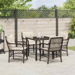 Ensemble de salle à manger pour jardin 5 pcs Marron polyrotin 564502564502