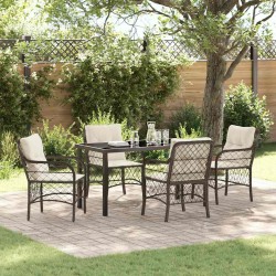 Ensemble de salle à manger pour jardin 5 pcs Marron polyrotin 564503564503