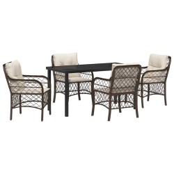 Ensemble de salle à manger pour jardin 5 pcs Marron polyrotin 564503564503