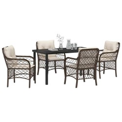 Ensemble de salle à manger pour jardin 5 pcs Marron polyrotin 564503564503
