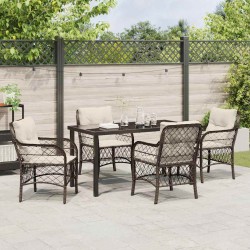 Ensemble de salle à manger pour jardin 5 pcs Marron polyrotin 564503564503